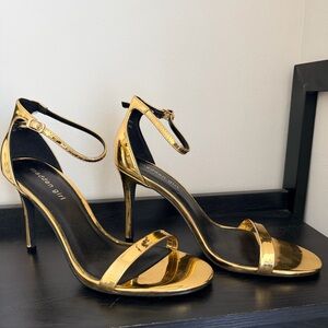 Madden Girl Metallic Gold Ankle Strap Heels